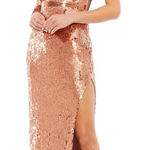 Mac Duggal Sequined One Sleeve Column Gown- Copper Photo 0