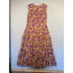 Banjanan Iris Dress XL Monarch Fuchsia Floral Tiered Milkmaid Smocked Maxi Photo 1