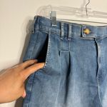 NWT Upwest Pleated Front High Waisted Denim Shorts Light Wash Size Large Blue Photo 1