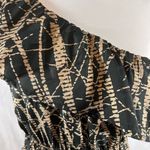 Pixi & Ivy  black and tan abstract print one shoulder dress size large Photo 2