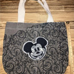 Disney Vintage  Parks Epcot Canvas Tote Bag Embroidered Mickey Mouse World Flags Photo 0