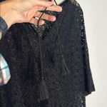 Soma  Black Sheer Coverup Lace Dress V Neck Tassel Tie Vacation Tunic Large Photo 5