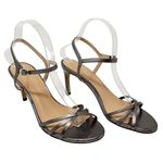 Stuart Weitzman Starla 80 Ankle Strap Leather Heel Gunmetal Gray Silver US 8 Photo 0