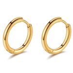18K Gold Plated 16mm Huggie Hoop Earrings – Stainless Steel, Hypoallergenic Photo 2