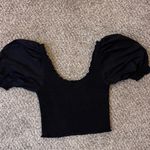 Hill House  Black Puff Sleeve Crop Top Photo 2