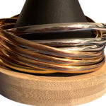 Metallic Multi Tone Cluster Bangle Bracelets Gold Silver Rose Gold Tone 9" Photo 0