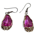 14k Gold Filled Filigree Pink Dangle Earrings Womens Jewelry Photo 0
