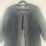 Coldwater Creek  Open Front Crochet Lace Long Line Jacket Black size 14 Photo 1