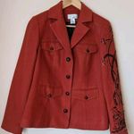 Burnt Orange Sequin Sleeve Women's Blazer Western Size 8 NWOT Photo 0