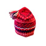 Vintage Murray Merkley Handmade Wool Earflap Hat Red Fair Isle Pom Pom Photo 1