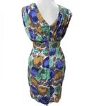 BCBGMAXAZRIA Multicolor 100% Silk Floral Faux Wrap Sleeveless Mini Dress Size 2 Photo 2