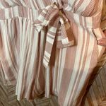 Mm mm mm White Striped Dusty Pink V Neck Adjustable Romper Women's Large Photo 1