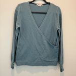 Boden Blue Maddie Button Cuff Surplice Sweater size 12 Photo 1
