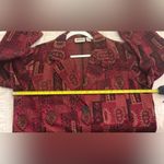 Chico's Vintage 80's Blazer Silk Duster Fashion Trench Red Metallic Print Size 2 Photo 4