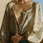 DOEN Cream Floral Blouse M Size M Photo 0