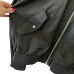 Free People  Black Midnight Satin Full Zip Oversized Bomber Jacket L Photo 12