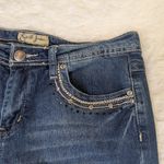 Y2K Vintage Earl Jean Bedazled Lace Detail Capri Cut Medium Wash Jeans Size 8 Blue Photo 12