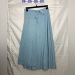 Vintage women’s light wash blue heavy denim adjustable maxi skirt‎ cottage core Size XL Photo 4