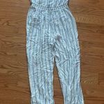 Forever 21  White with Light Blue Vertical Stripes Strapless Jumpsuit Size Medium Photo 1