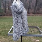 Rose + Olive  Sheer Snake Print High/Low Waistline Blouse Photo 4