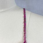 Cassandra Stone Silk Beaded Fringe Gown Size 12 Fuchsia Prom Evening HOCO FLAWED Pink Photo 4