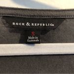 Rock & Republic  top small gray oversized tee distressed material floral Photo 3
