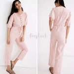 Madewell NEW  Linen-Blend Puff-Sleeve Tassel-Tie Jumpsuit,‎ size M Photo 1