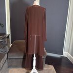 Women’s Brown Chiffon Lapel Jacket 3 Piece Formal Wedding Party Pant Suit Size 4 Photo 3
