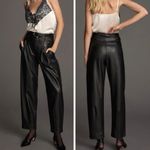 Anthropologie Maeve Faux Leather Tapered Pleated Pants, Size 2 Photo 1