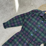 Fads Vintage 90s Y2K Tartan Plaid Corduroy Button Up Shirt Dress Long Sleeve M Green Size M Photo 6