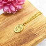 Gold Sun and Moon Oval Pendant Necklace Photo 1