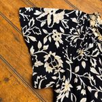 Anthropologie  Black White Gold Floral Tiered Ruffle V Neck Dress Size S Photo 5