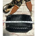 Crossbody Purse Black Woven Camo Adjustable Strap Gold Hardware Faux Leather Photo 6