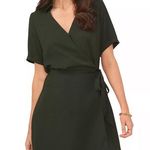 Vince Camuto NWT Wrap Front Mini Dress Pine Forest Dark Army Green Tie Waist New Photo 0