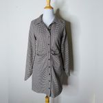 ZARA Black and Creme Houndstooth Long Sleeve Mini Dress Photo 2