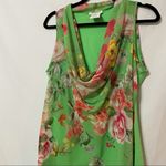 NaraCamacie Green Cowl Neck Floral Tunic Top Womens Small Sleeveless Blouse Photo 3
