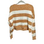 American Eagle  Sz M Cropped Sweater Orange White Stripe Knit Oversized Photo 5