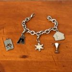 Charm Bracelet Silver Plated Jeans, Doghouse, Star Champagne Flute Symbol Charms Photo 1