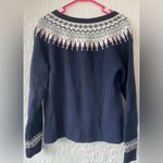 Cambridge Dry Goods navy white pink wool blend fair isle knit cardigan; size L Size L Photo 4
