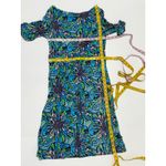 Lilly Pulitzer Blanca Rehearsal Dress Floral Print Blue Green Midi Silk Medium Photo 13