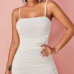 SheIn White Ruched Bodycon Dress Photo 0