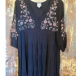 Blue Rain women’s dress size small, black embroidered floral Photo 0
