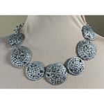 Dana Buchman Vtg  Statement Necklace Silver Tone Hammered Circles Chunky Photo 0