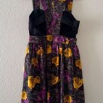 Twinkle by Wenlan Black, Purple, and Yellow Floral Silk Dress Photo 3