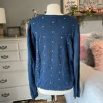 Christmas Sweater Ugly Holiday Crewneck Santa Reindeer Womens XL Blue Acrylic Photo 11