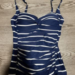 NipTuck Swim Tankini Top Blue White Striped Ruched Swimsuit Women's size 4 Photo 0