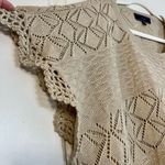 Lumiere Women’s Tan Knit Crochet Poncho Blouse One Size Size undefined Photo 2