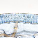 American Eagle Womens 4 Denim Mini Skirt Light Wash Distressed Hem Button Fly Photo 9