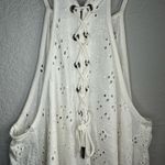 Free People 🤍 White Relaxed Eyelet Lace-up Tank Top Photo 8