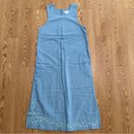 Westbound  Denim Jumper Dress, Floral Hem Embroidery & Pockets-PS light blue wash Photo 1